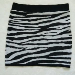 Zebra print sweater knit mini skirt